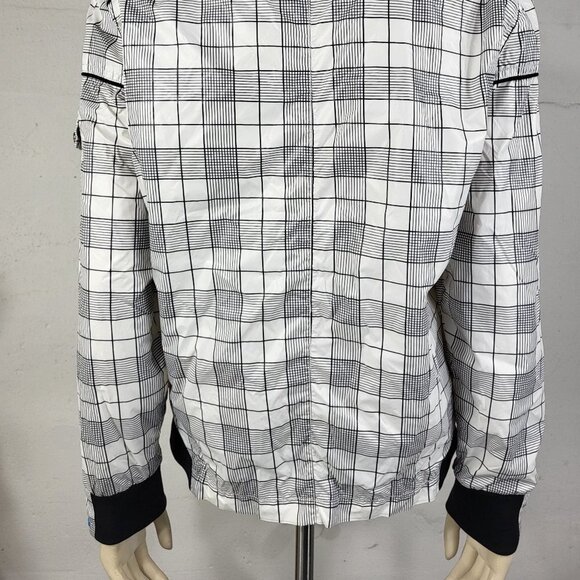 RARE Mark Fairwhale white black plaid full zip lightweight jacket ladies Medium - Picture 10 of 12
